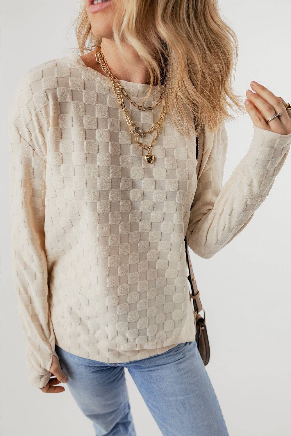 Gina - Textured Thumbhole Sleeve Top