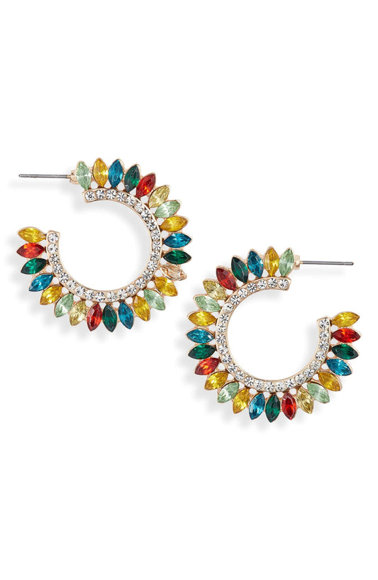 Donna - Crystal Fan Statement Hoops