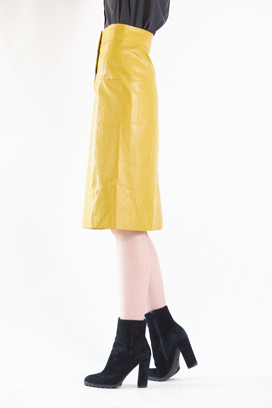 Paula - Mustard Vegan Leather Skirt