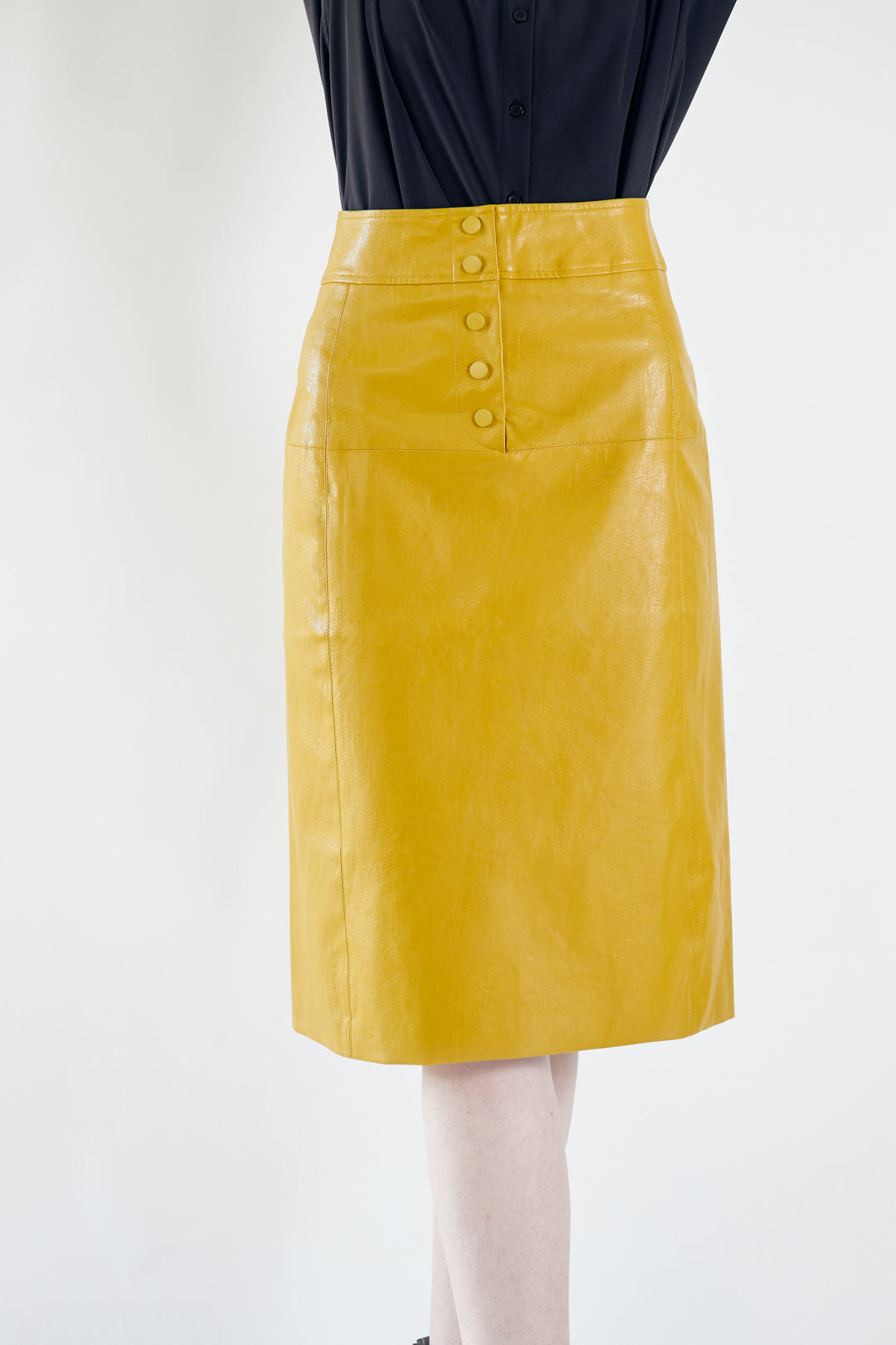 Paula - Mustard Vegan Leather Skirt