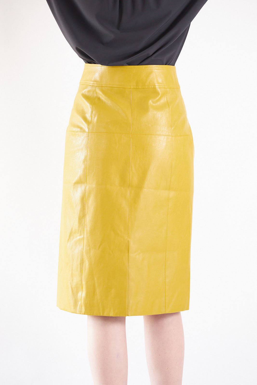 Paula - Mustard Vegan Leather Skirt