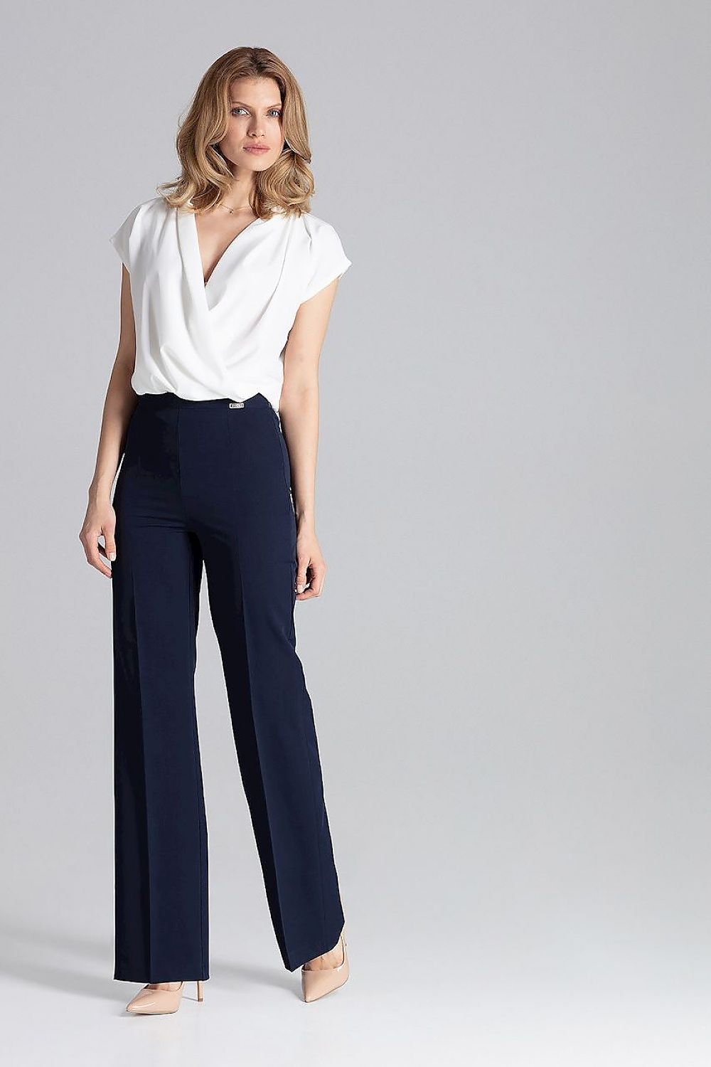 Kaylee - Pleated Navy Trousers