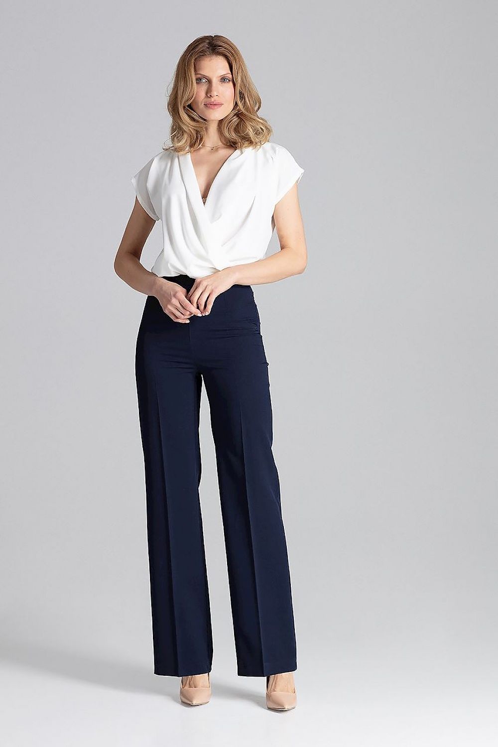 Kaylee - Pleated Navy Trousers