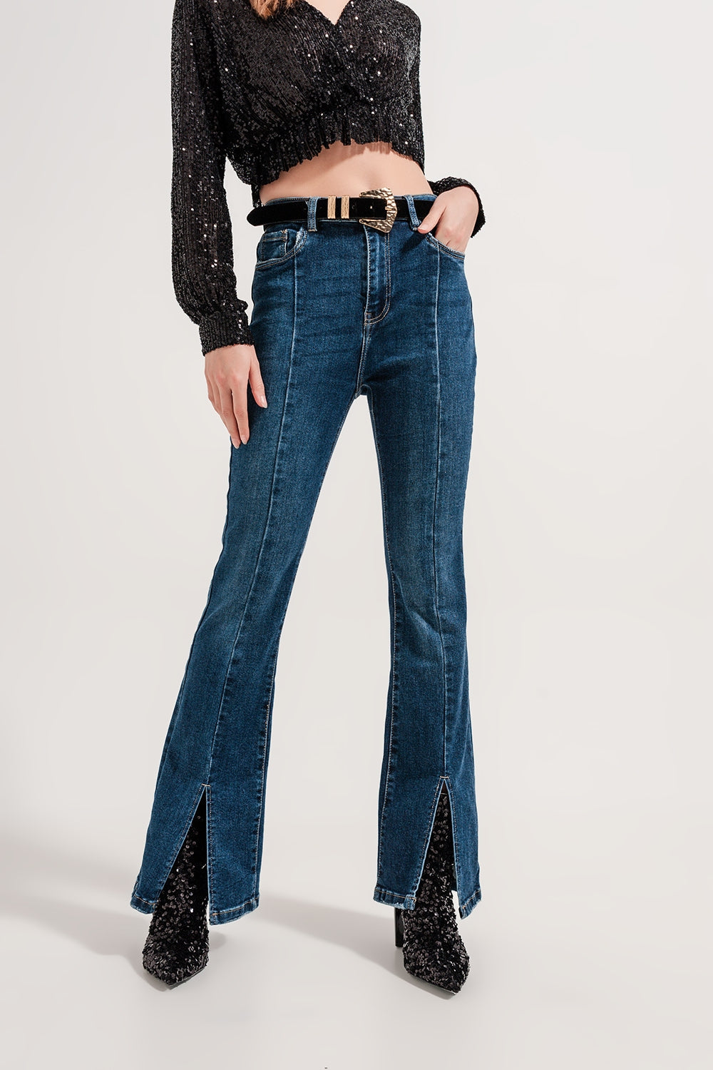 Honey - Split Hem Flare Jeans