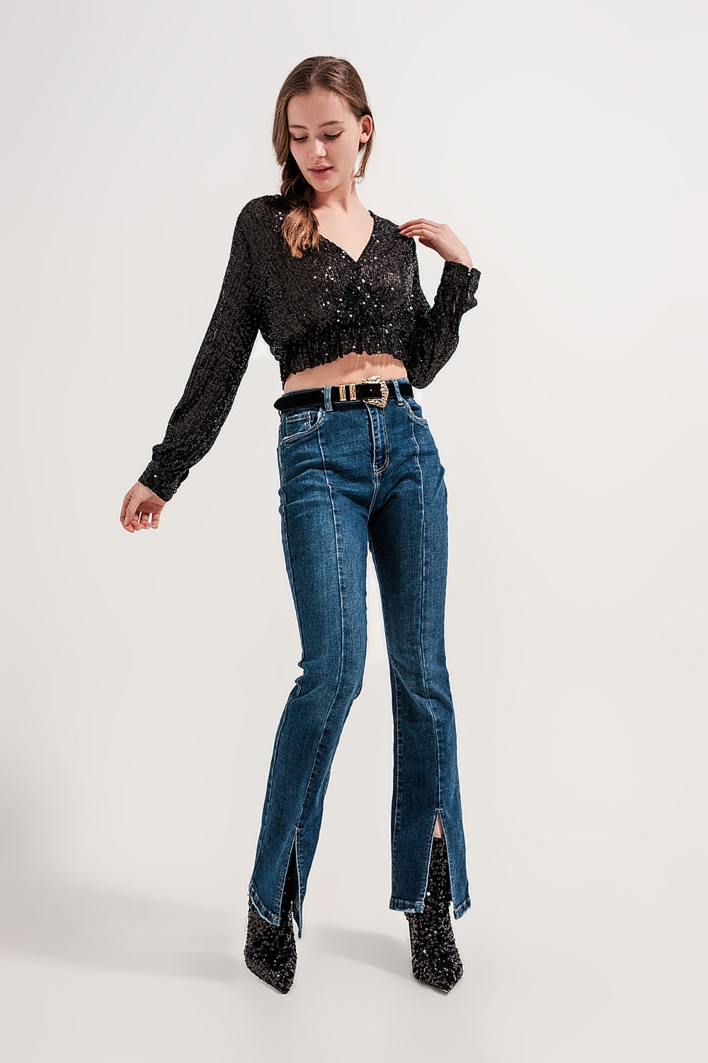 Honey - Split Hem Flare Jeans