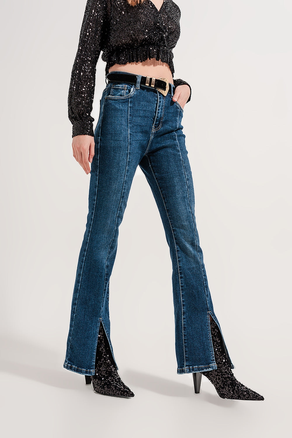 Honey - Split Hem Flare Jeans