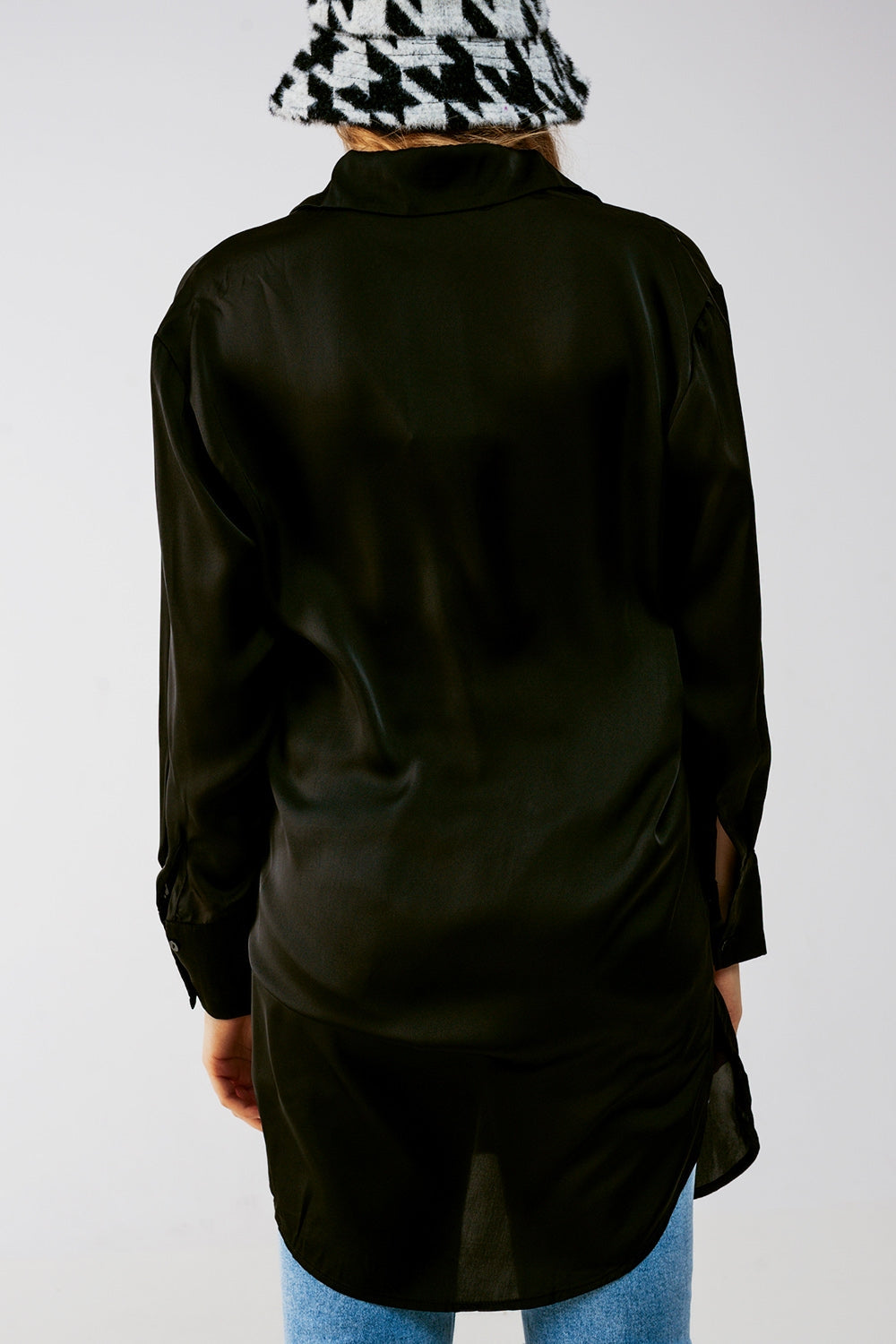 Justine - Satin Button-Front Shirt