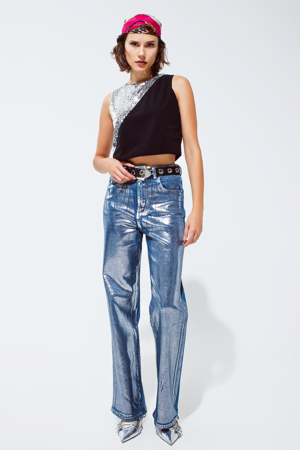 Tina - Diagonal Sequin Croptop